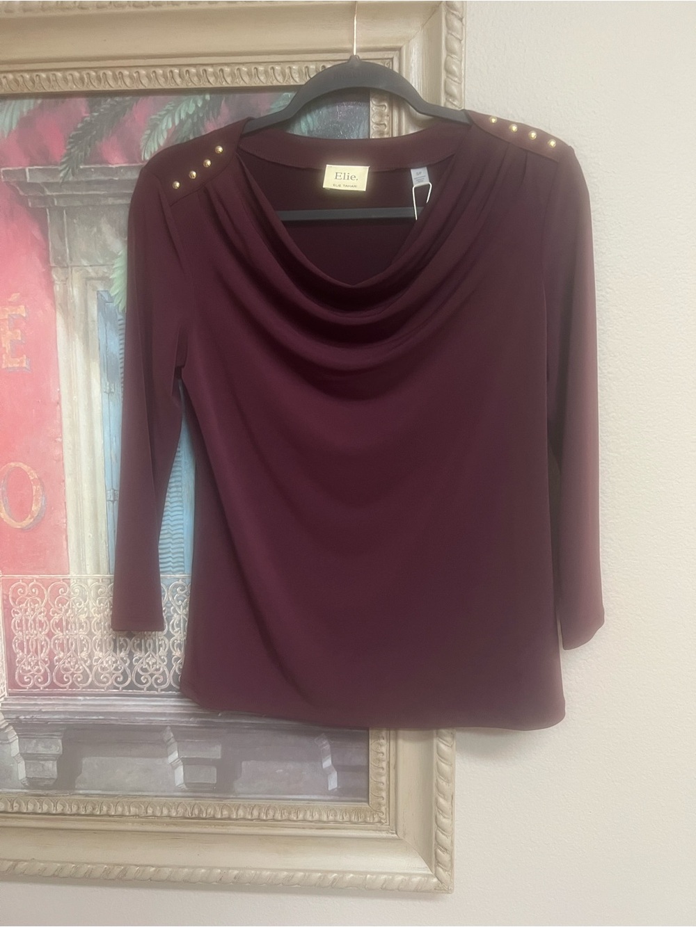 Elie Tahari Deep Burgundy Scoop Neck Top